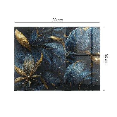Glass hearth rectangular Elegant leaves in texture