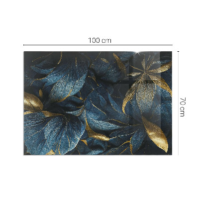 Glass hearth rectangular Elegant leaves in texture
