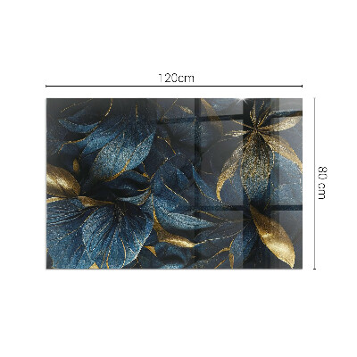 Glass hearth rectangular Elegant leaves in texture