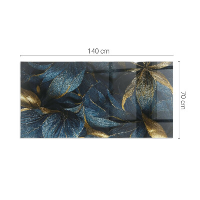 Glass hearth rectangular Elegant leaves in texture