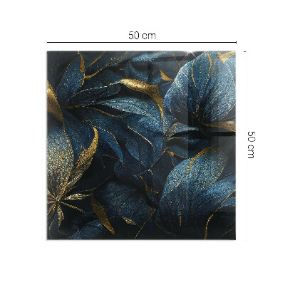 Glass hearth rectangular Elegant leaves in texture