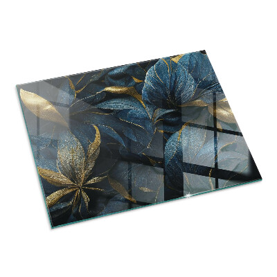 Glass hearth rectangular Elegant leaves in texture