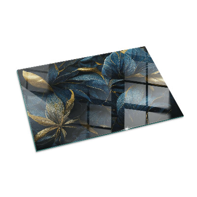 Glass hearth rectangular Elegant leaves in texture