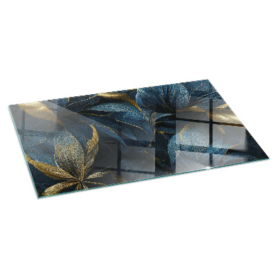 Glass hearth rectangular Elegant leaves in texture