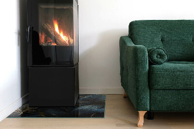 Glass hearth rectangular Elegant leaves in texture