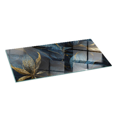 Glass hearth rectangular Elegant leaves in texture