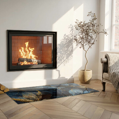 Glass hearth rectangular Elegant leaves in texture