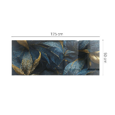 Glass hearth rectangular Elegant leaves in texture