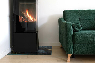 Glass hearth rectangular Elegant leaves in texture