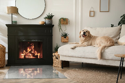 Glass hearth rectangular Raw concrete texture