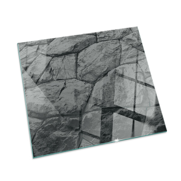 Glass hearth for wood stove rectangular Natural stone pattern