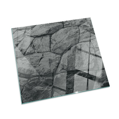 Glass hearth for wood stove rectangular Natural stone pattern
