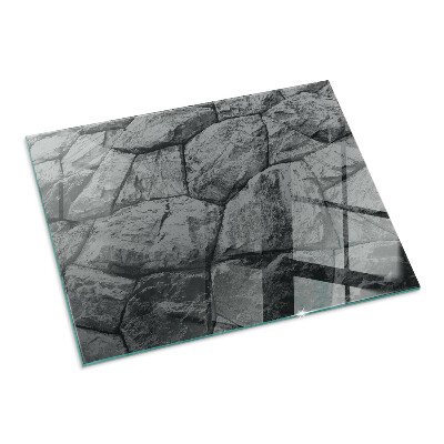 Glass hearth for wood stove rectangular Natural stone pattern