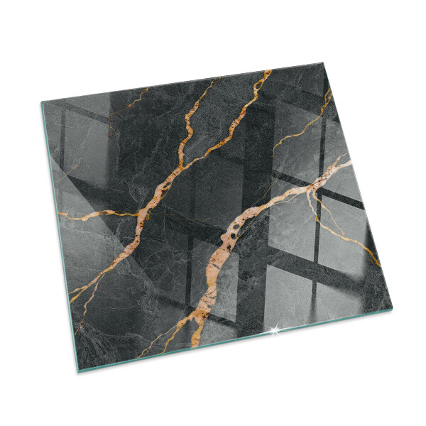 Glass hearth rectangular Elegant marble with veins