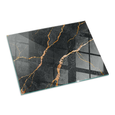 Glass hearth rectangular Elegant marble with veins