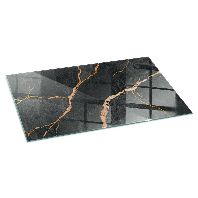 Glass hearth rectangular Elegant marble with veins