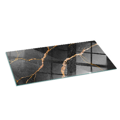 Glass hearth rectangular Elegant marble with veins