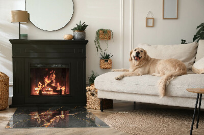 Glass hearth rectangular Elegant marble with veins