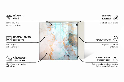 Glass hearth rectangular Abstract Marble Pattern