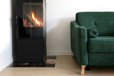 Glass hearth for wood stove rectangular Flower bouquet in detail