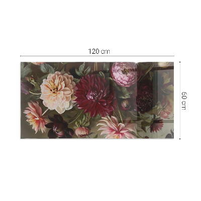Glass hearth for wood stove rectangular Flower bouquet in detail