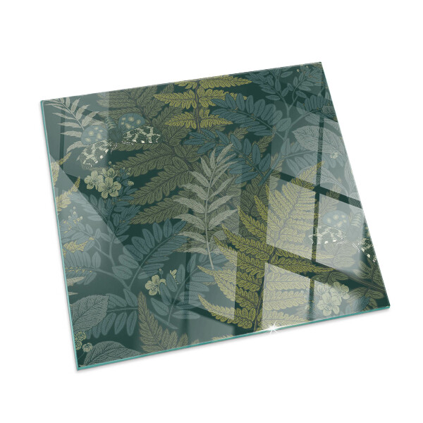 Glass hearth rectangular Plant motifs with butterflies