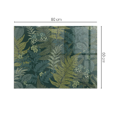 Glass hearth rectangular Plant motifs with butterflies