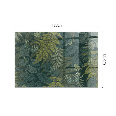 Glass hearth rectangular Plant motifs with butterflies