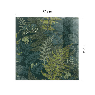 Glass hearth rectangular Plant motifs with butterflies