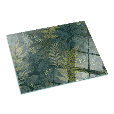 Glass hearth rectangular Plant motifs with butterflies