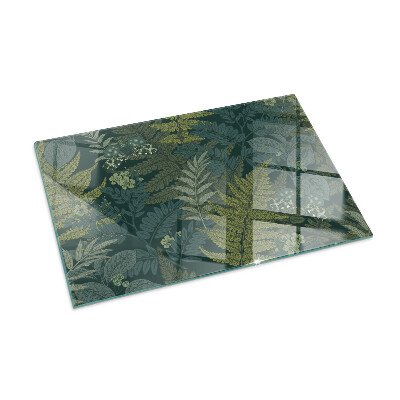 Glass hearth rectangular Plant motifs with butterflies
