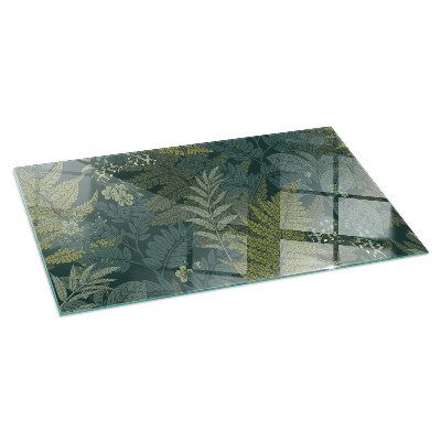 Glass hearth rectangular Plant motifs with butterflies
