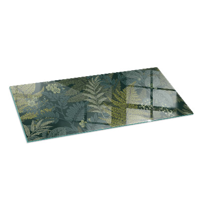 Glass hearth rectangular Plant motifs with butterflies