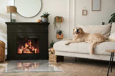 Glass hearth for wood stove rectangular Natural stone pattern