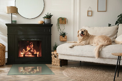 Glass hearth rectangular Olive Color