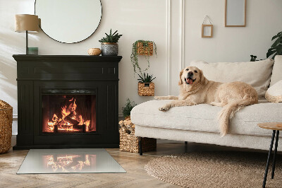 Glass hearth for wood stove rectangular Color Light Cream