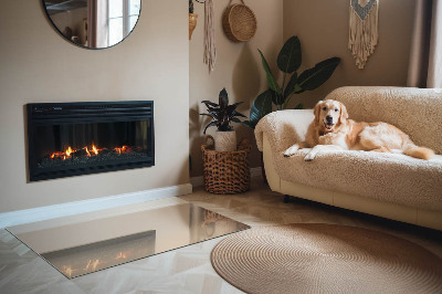 Glass hearth for wood stove rectangular Color Beige