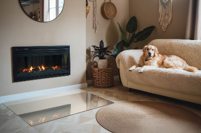 Glass hearth for wood stove rectangular Color Beige