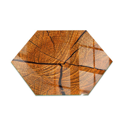 Glass hearth pad hexagonal Wood in cross-section with natural grain