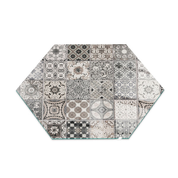 Glass hearth pad hexagonal Tiled decorative patterns