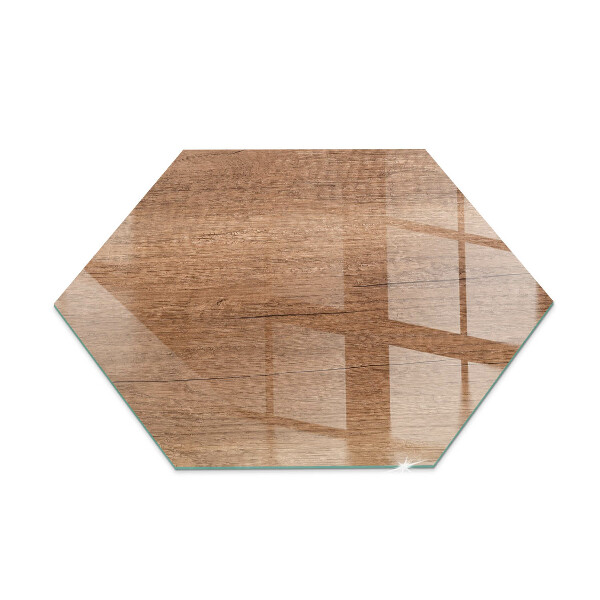 Glass hearth plate hexagonal Wood-inspired pattern