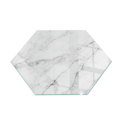 Glass wood burner hearth hexagonal Marble accents with delicate veining