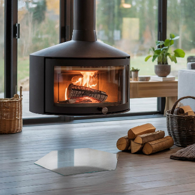 Glass hearth plate hexagonal Concrete structure with effect