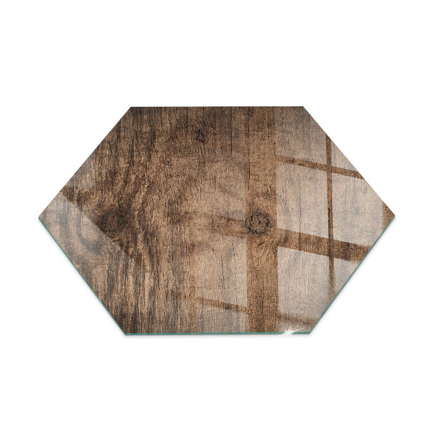 Glass hearth for log burner hexagonal Pine wood pattern