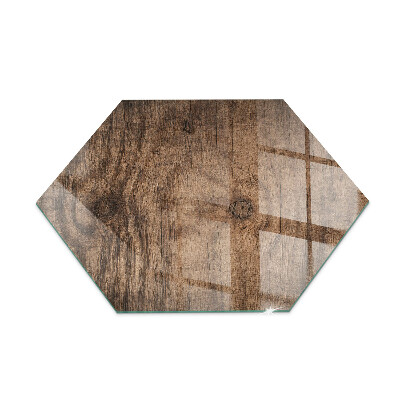 Glass hearth for log burner hexagonal Pine wood pattern
