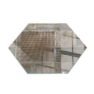 Glass wood burner hearth hexagonal Perforated steel motif