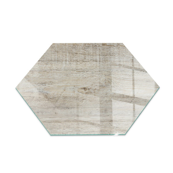 Glass hearth plate hexagonal Natural light wood pattern