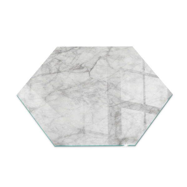 Glass hearth for log burner hexagonal Marble texture in an elegant style