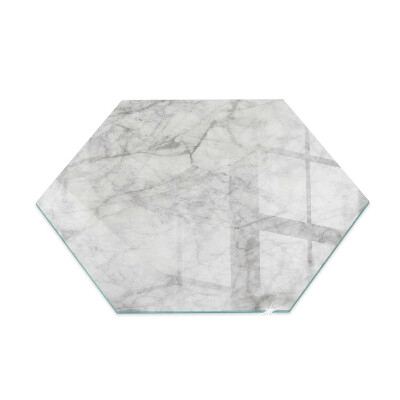 Glass hearth for log burner hexagonal Marble texture in an elegant style