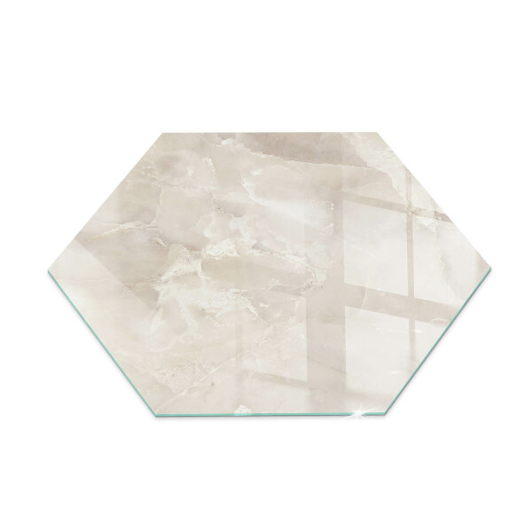 Glass hearth pad hexagonal Marble organic motif